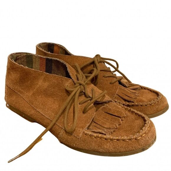 ALDO Brown suede lace up fringe moccasin bootie 39 - Picture 1 of 7
